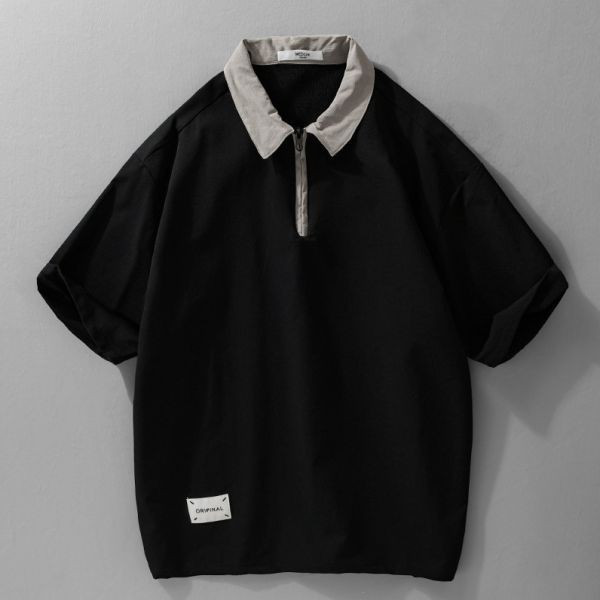 翻領半拉鍊拼接上衣 透氣棉麻服飾,親膚涼爽,輕量通風,適合夏日穿著,復古衣著,休閒服飾,清涼透氣,日系風格,簡約服飾,男裝,秋冬穿著,中性服飾,春夏穿著,套裝,襯衫,長褲,長袖襯衫,短袖襯衫,西裝褲,長袖,外套,質感,簡約,外套,襯衫式外套