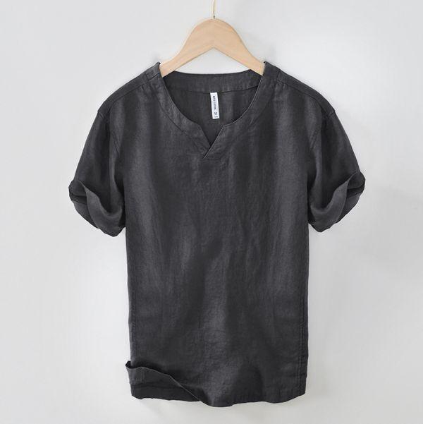 小V領涼感T恤(3色) 透氣棉麻服飾,親膚涼爽,輕量通風,適合夏日穿著,復古衣著,休閒服飾,清涼透氣,日系風格,簡約服飾,男裝,秋冬穿著,中性服飾,春夏穿著,套裝