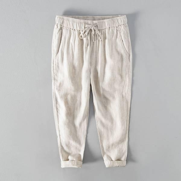 繫繩樸實直筒長褲(4色) 透氣棉麻服飾,親膚涼爽,輕量通風,適合夏日穿著,復古衣著,休閒服飾,清涼透氣,日系風格,簡約服飾,男裝