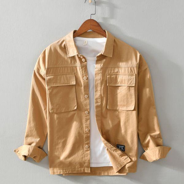 翻領工裝外套 透氣棉麻服飾,親膚涼爽,輕量通風,適合夏日穿著,復古衣著,休閒服飾,清涼透氣,日系風格,簡約服飾,男裝,秋冬穿著,中性服飾,春夏穿著