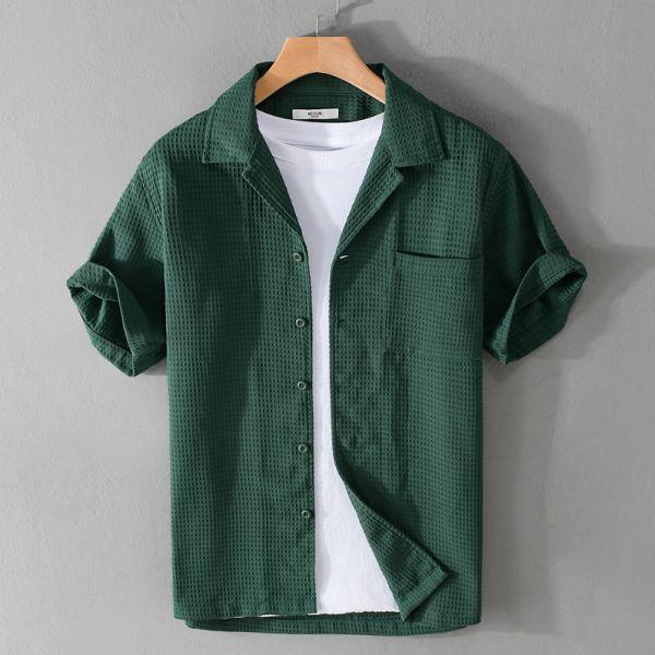 古巴領單口袋襯衫(4色) 透氣棉麻服飾,親膚涼爽,輕量通風,適合夏日穿著,復古衣著,休閒服飾,清涼透氣,日系風格,簡約服飾,男裝,秋冬穿著,中性服飾,春夏穿著,套裝