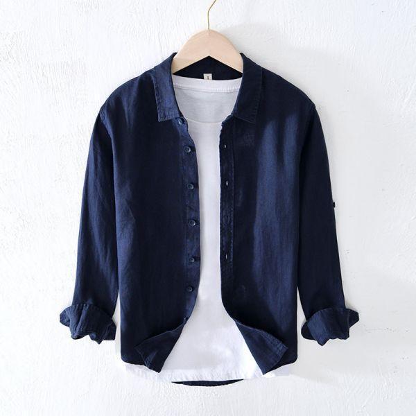 空氣感長袖薄襯衫(2色) 透氣棉麻服飾,親膚涼爽,輕量通風,適合夏日穿著,復古衣著,休閒服飾,清涼透氣,日系風格,簡約服飾,男裝,秋冬穿著,中性服飾,春夏穿著