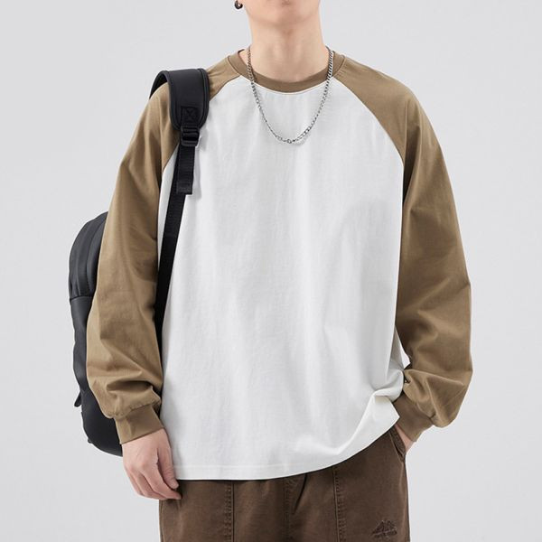 寬版重磅拼接長袖上衣 透氣棉麻服飾,親膚涼爽,輕量通風,適合夏日穿著,復古衣著,休閒服飾,清涼透氣,日系風格,簡約服飾,男裝,秋冬穿著,中性服飾,春夏穿著,套裝