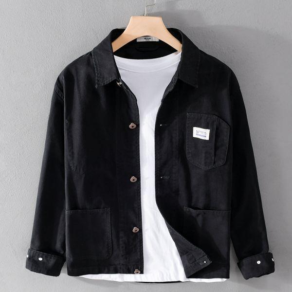 翻領工裝休閒夾克(2色) 透氣棉麻服飾,親膚涼爽,輕量通風,適合夏日穿著,復古衣著,休閒服飾,清涼透氣,日系風格,簡約服飾,男裝,秋冬穿著,中性服飾,春夏穿著