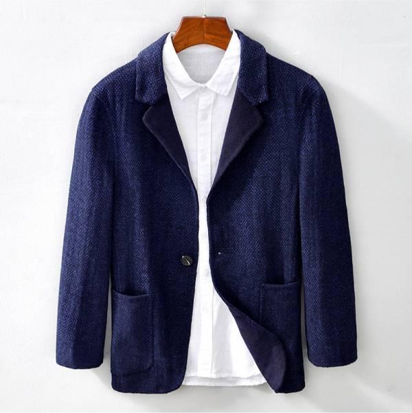 毛料單扣西裝外套(2色) 透氣棉麻服飾,親膚涼爽,清涼通風,適合夏日穿著,復古衣著,休閒服飾,清涼透氣,日系風格,簡約服飾,男裝