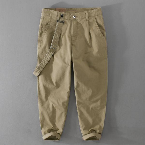 扣帶工裝休閒褲(2色) 透氣棉麻服飾,親膚涼爽,輕量通風,適合夏日穿著,復古衣著,休閒服飾,清涼透氣,日系風格,簡約服飾,男裝,秋冬穿著,中性服飾,春夏穿著