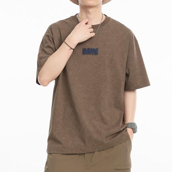 寬版水洗印花5分袖上衣 透氣棉麻服飾,親膚涼爽,輕量通風,適合夏日穿著,復古衣著,休閒服飾,清涼透氣,日系風格,簡約服飾,男裝,秋冬穿著,中性服飾,春夏穿著,套裝