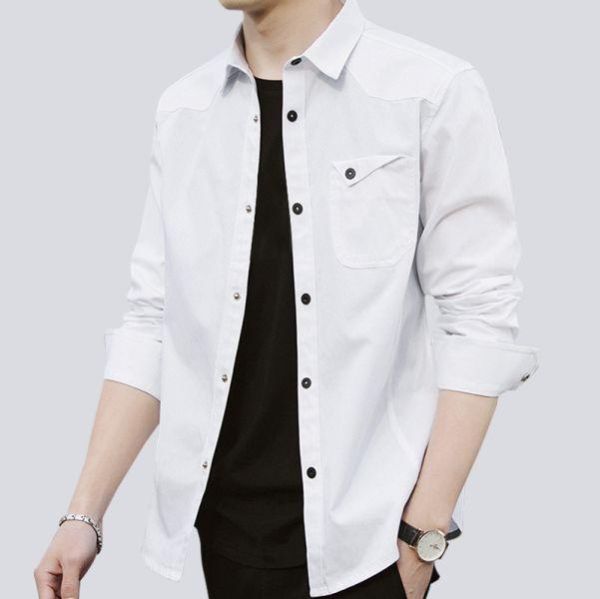 單口袋反扣長袖襯衫(6色) 透氣棉麻服飾,親膚涼爽,輕量通風,適合夏日穿著,復古衣著,休閒服飾,清涼透氣,日系風格,簡約服飾,男裝,秋冬穿著,中性服飾,春夏穿著