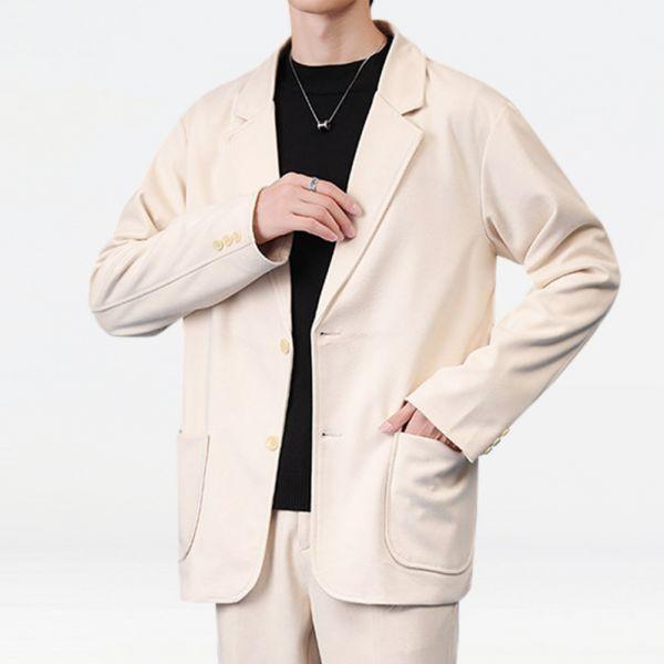 毛料修身西裝外套(3色) 透氣棉麻服飾,親膚涼爽,清涼通風,適合夏日穿著,復古衣著,休閒服飾,清涼透氣,日系風格,簡約服飾,男裝