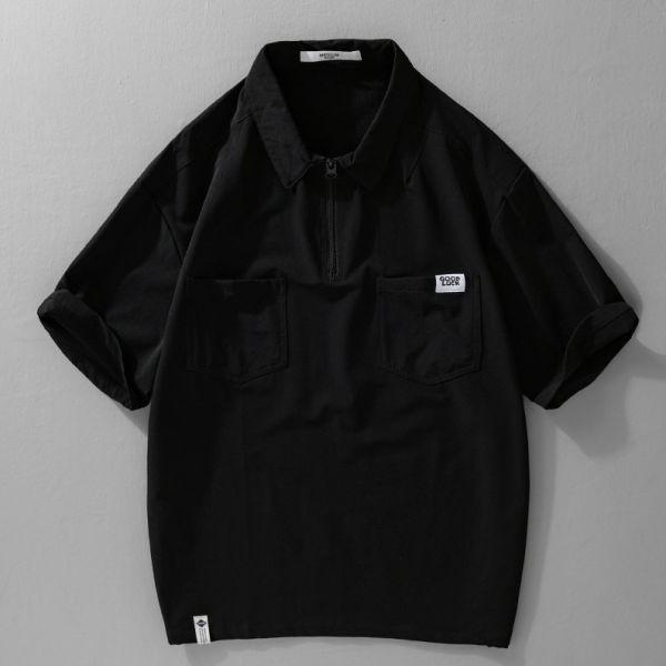 雙口袋半拉鍊短袖上衣 透氣棉麻服飾,親膚涼爽,輕量通風,適合夏日穿著,復古衣著,休閒服飾,清涼透氣,日系風格,簡約服飾,男裝,秋冬穿著,中性服飾,春夏穿著,套裝,襯衫,長褲,長袖襯衫,短袖襯衫,西裝褲,長袖,外套,質感,簡約,外套,襯衫式外套