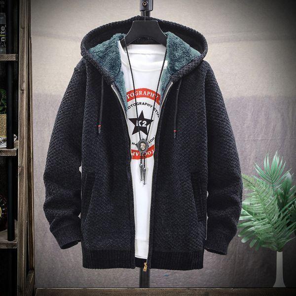 加厚連帽針織外套(4色) 透氣棉麻服飾,親膚涼爽,輕量通風,適合夏日穿著,復古衣著,休閒服飾,清涼透氣,日系風格,簡約服飾,男裝,秋冬穿著