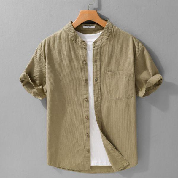 夏季小立領短袖襯衫(2色) 通勤襯衫,上班襯衫,約會穿搭襯衫,休閒襯衫,簡約襯衫,質感穿搭,文青風,極簡百搭,通勤,日常都好穿,極簡穿搭首選,男裝,親膚涼爽,輕量通風,適合夏日穿著,襯衫,長袖襯衫,短袖襯衫,質感,簡約,外套,襯衫式外套,長袖上衣,襯衫,格紋襯衫,牛仔襯衫,寬鬆襯衫,格紋襯衫,條紋襯衫