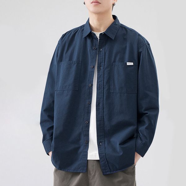 重磅雙口袋工裝襯衫(2色) 透氣棉麻服飾,親膚涼爽,輕量通風,適合夏日穿著,復古衣著,休閒服飾,清涼透氣,日系風格,簡約服飾,男裝,秋冬穿著,中性服飾,春夏穿著,套裝