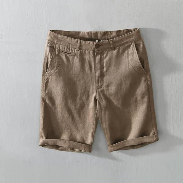 素面簡約5分褲(4色) 透氣棉麻服飾,親膚涼爽,輕量通風,適合夏日穿著,復古衣著,休閒服飾,清涼透氣,日系風格,簡約服飾,男裝