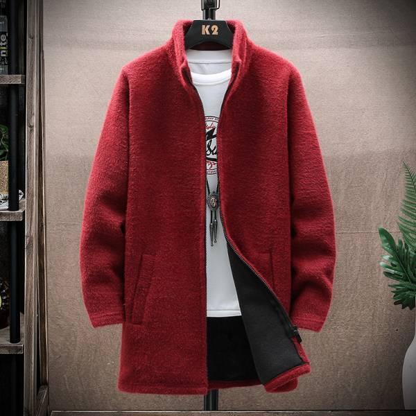 絨面中長款修身外套(2色) 透氣棉麻服飾,親膚涼爽,輕量通風,適合夏日穿著,復古衣著,休閒服飾,清涼透氣,日系風格,簡約服飾,男裝,秋冬穿著