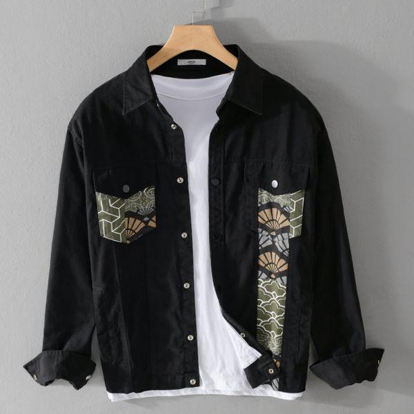 花扇工裝休閒夾克 透氣棉麻服飾,親膚涼爽,輕量通風,適合夏日穿著,復古衣著,休閒服飾,清涼透氣,日系風格,簡約服飾,男裝,秋冬穿著,中性服飾,春夏穿著