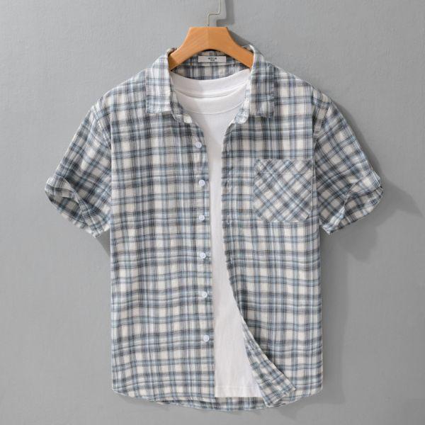 棉質格紋短袖襯衫 通勤襯衫,上班襯衫,約會穿搭襯衫,休閒襯衫,簡約襯衫,質感穿搭,文青風,極簡百搭,通勤,日常都好穿,極簡穿搭首選,男裝,親膚涼爽,輕量通風,適合夏日穿著,襯衫,長袖襯衫,短袖襯衫,質感,簡約,外套,襯衫式外套,長袖上衣,襯衫,格紋襯衫,牛仔襯衫,寬鬆襯衫,格紋襯衫