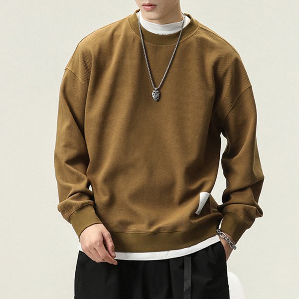 圓領百搭長袖上衣(4色) 透氣棉麻服飾,親膚涼爽,輕量通風,適合夏日穿著,復古衣著,休閒服飾,清涼透氣,日系風格,簡約服飾,男裝,秋冬穿著,中性服飾,春夏穿著