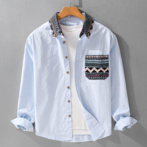 民族風長袖襯衫(2色) 春夏必備花襯衫,週末出遊花襯衫,通勤襯衫,上班襯衫,約會穿搭襯衫,休閒襯衫,簡約襯衫,質感穿搭,文青風,極簡百搭,通勤,日常都好穿,極簡穿搭首選,男裝,親膚涼爽,輕量通風,適合夏日穿著,襯衫,花襯衫,長袖襯衫,短袖襯衫,質感,簡約,外套,襯衫式外套,長袖上衣,襯衫,格紋襯衫,牛仔襯衫,寬鬆襯衫,秋冬必備花襯衫,長袖襯衫