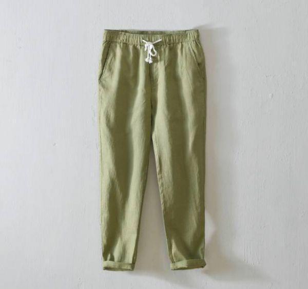 鬆緊腰圍直筒9分褲(2色) 透氣棉麻服飾,親膚涼爽,輕量通風,適合夏日穿著,復古衣著,休閒服飾,清涼透氣,日系風格,簡約服飾,男裝