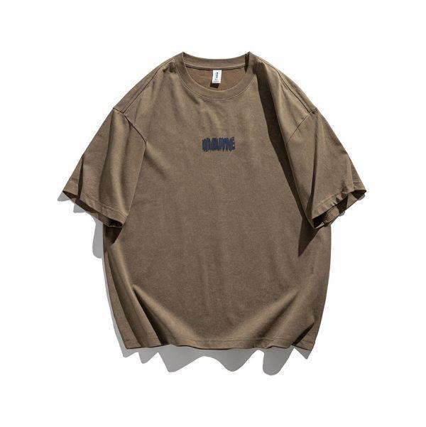 寬版水洗印花5分袖上衣 透氣棉麻服飾,親膚涼爽,輕量通風,適合夏日穿著,復古衣著,休閒服飾,清涼透氣,日系風格,簡約服飾,男裝,秋冬穿著,中性服飾,春夏穿著,套裝