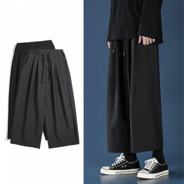 寬版鬆緊腰圍8分褲(2色) 透氣棉麻服飾,親膚涼爽,輕量通風,適合夏日穿著,復古衣著,休閒服飾,清涼透氣,日系風格,簡約服飾,男裝,適合春秋穿著