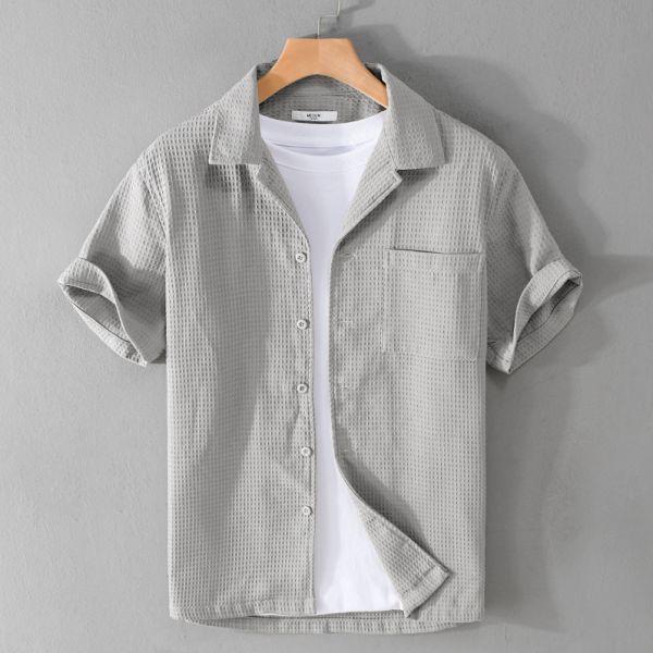 古巴領單口袋襯衫(4色) 透氣棉麻服飾,親膚涼爽,輕量通風,適合夏日穿著,復古衣著,休閒服飾,清涼透氣,日系風格,簡約服飾,男裝,秋冬穿著,中性服飾,春夏穿著,套裝