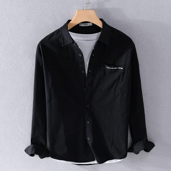 純棉舒適長袖襯衫 透氣棉麻服飾,親膚涼爽,輕量通風,適合夏日穿著,復古衣著,休閒服飾,清涼透氣,日系風格,簡約服飾,男裝,秋冬穿著,中性服飾,春夏穿著