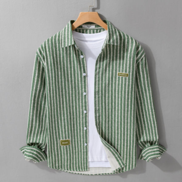 經典翻領條紋長袖襯衫(2色) 透氣棉麻服飾,親膚涼爽,輕量通風,適合夏日穿著,復古衣著,休閒服飾,清涼透氣,日系風格,簡約服飾,男裝,秋冬穿著,中性服飾,春夏穿著,套裝,襯衫,長褲,長袖襯衫,短袖襯衫,西裝褲,長袖,外套,質感,簡約