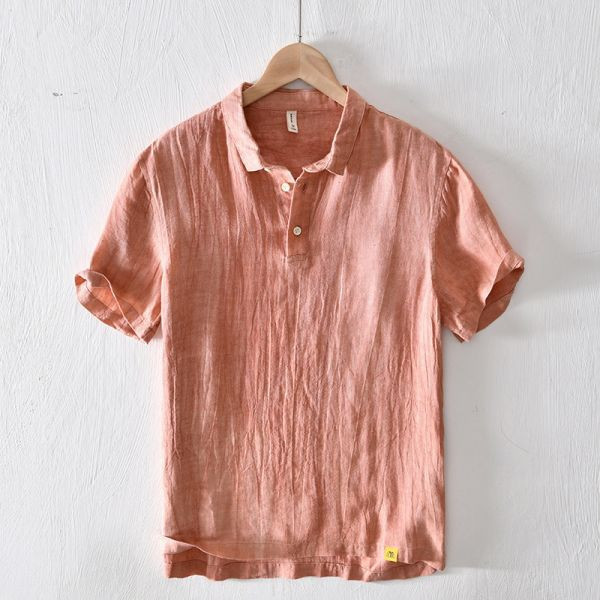 皺褶樸實POLO衫(2色) 透氣棉麻服飾,親膚涼爽,輕量通風,適合夏日穿著,復古衣著,休閒服飾,清涼透氣,日系風格,簡約服飾,男裝,秋冬穿著,中性服飾,春夏穿著