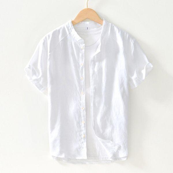 簡約純色短袖襯衫 透氣棉麻服飾,親膚涼爽,輕量通風,適合夏日穿著,復古衣著,休閒服飾,清涼透氣,日系風格,簡約服飾,男裝,秋冬穿著,中性服飾,春夏穿著,套裝