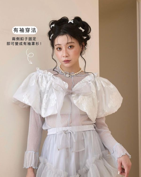 蝴蝶結公主罩衫－銀花款 