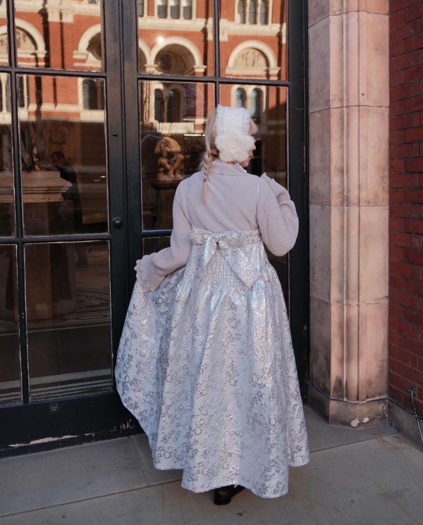 限定版提花2way吊帶洋裝銀色（現貨） 