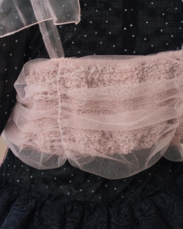 泡泡抽繩蝴蝶結背心-粉色（現貨） 