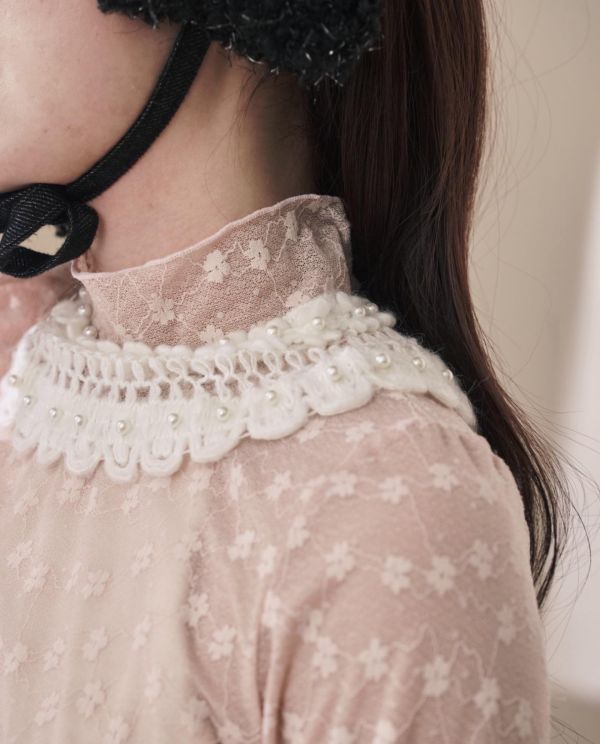 點點浪花上衣-粉色圓領/高領（現貨） 