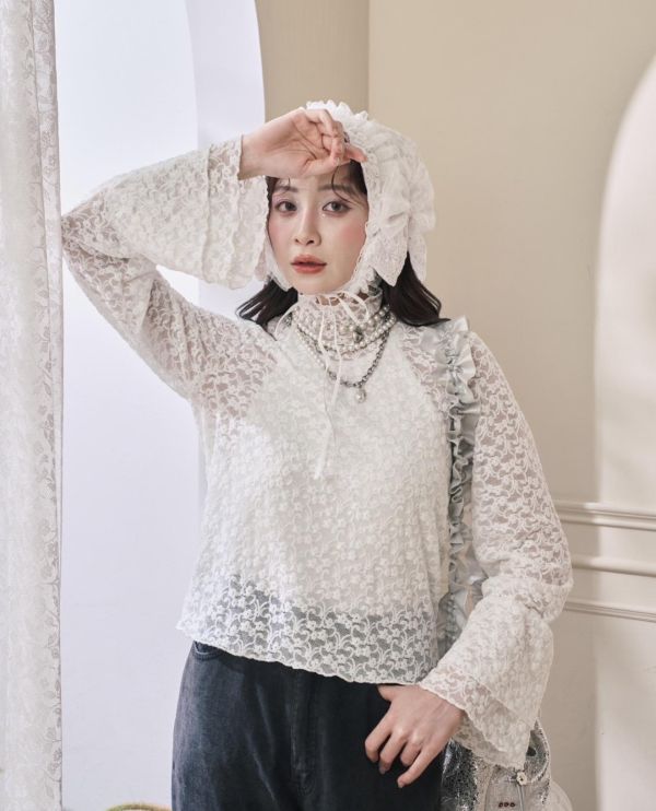 提花造型絨內搭-白色（現貨） 