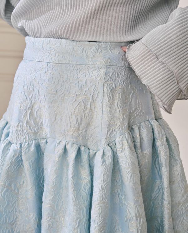 設計款提花2way吊帶洋裝-藍色（現貨） 