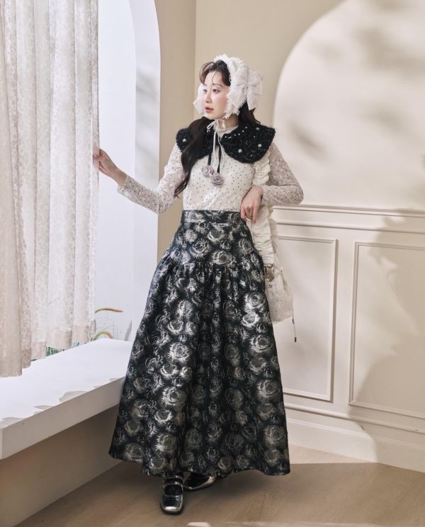 設計款提花2way吊帶洋裝-黑色（現貨） 