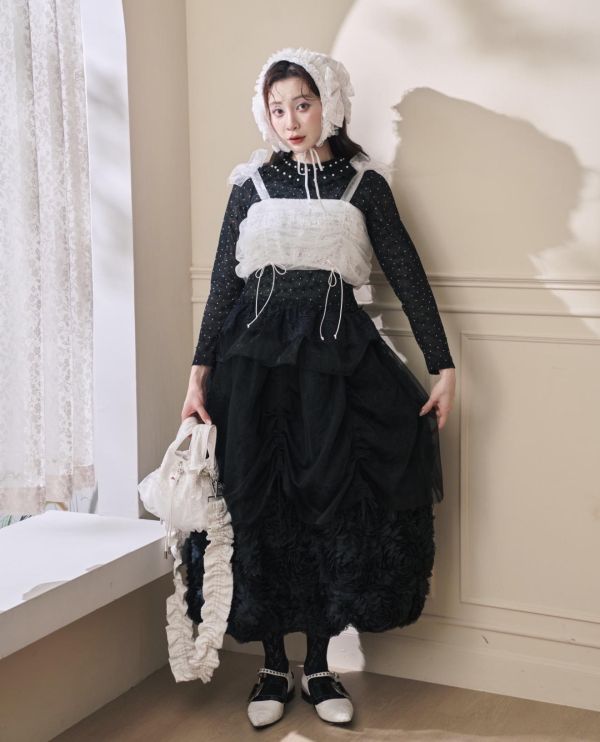 點點浪花上衣-黑色圓領/高領（現貨） 