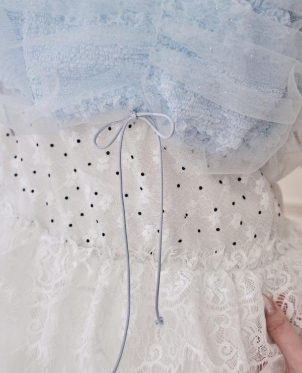 泡泡抽繩蝴蝶結背心-水藍色（現貨） 