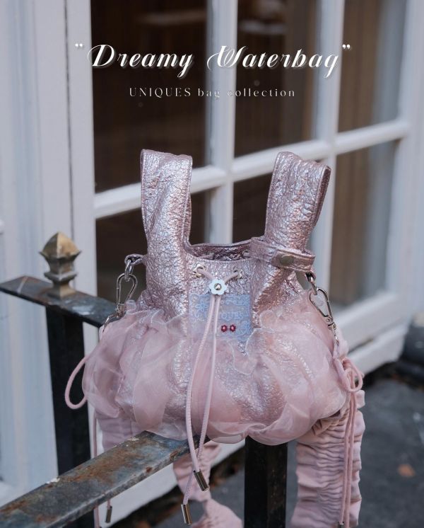 皮革水滴包-豆沙粉色（現貨） 