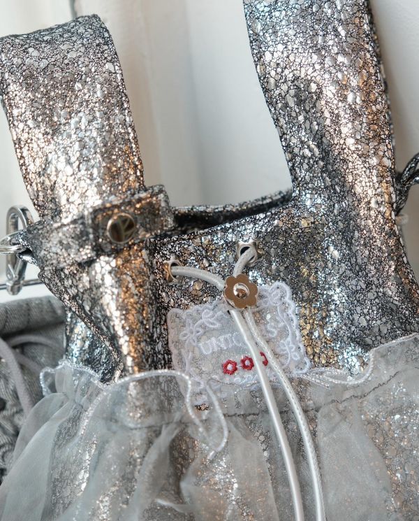 皮革水滴包-灰銀色（現貨） 