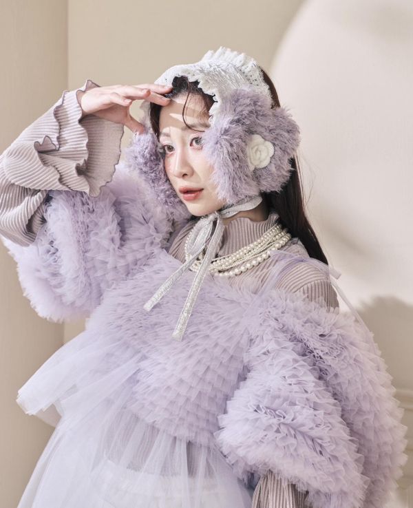 浪花透紗綁帶上衣-紫色（現貨） 