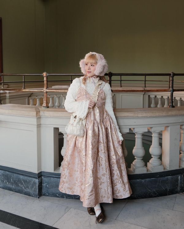 限定版提花2way吊帶洋裝-粉色（現貨） 