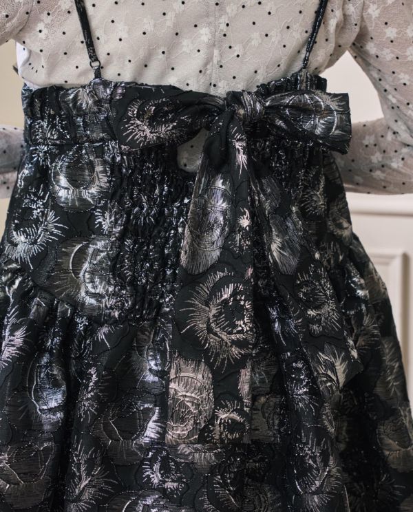 設計款提花2way吊帶洋裝-黑色（現貨） 