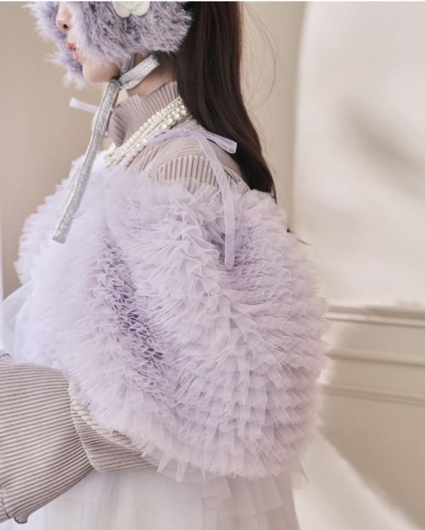 浪花透紗綁帶上衣-紫色（現貨） 