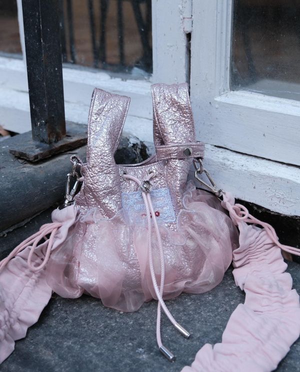 皮革水滴包-豆沙粉色（現貨） 