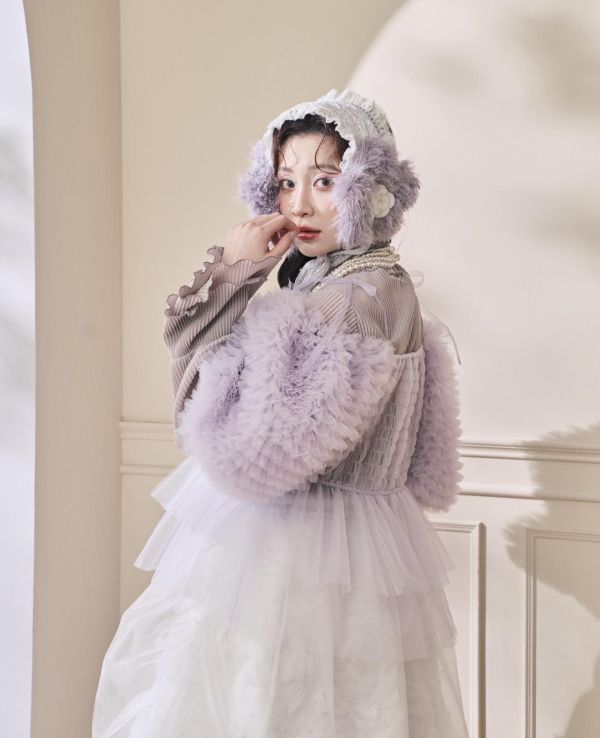 浪花透紗綁帶上衣-紫色（現貨） 