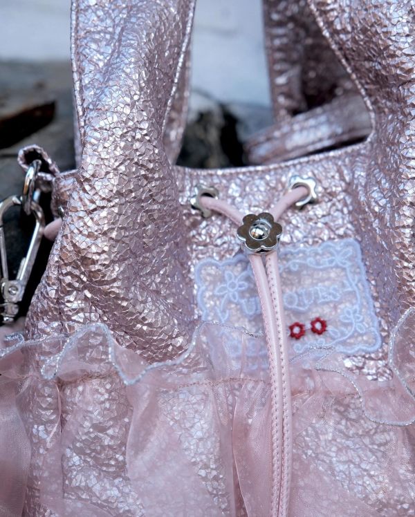 皮革水滴包-豆沙粉色（現貨） 