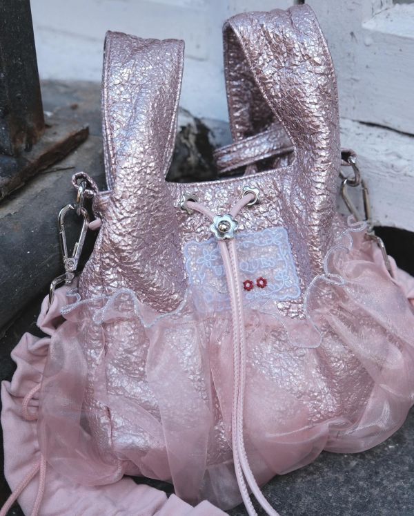 皮革水滴包-豆沙粉色（現貨） 